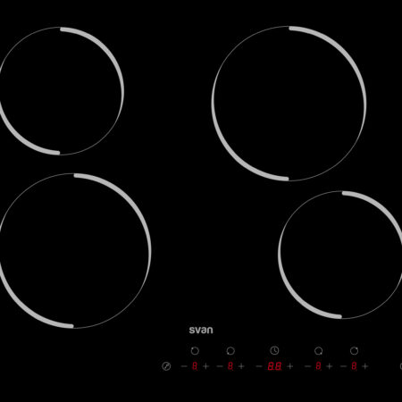PLACA VITROCERÁMICA 4 ZONAS 60CM CRISTAL NEGRO TÁCTIL, SVAN