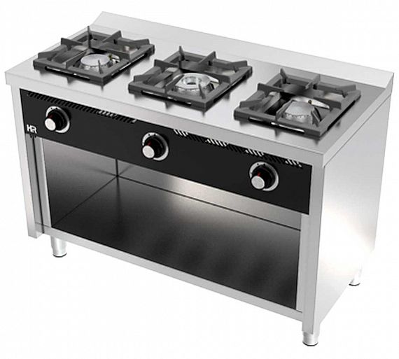 fainca-hr-cocina-gas-serie-600-c3f600e-01 COCINA 3 FUEGOS A GAS CON ESTANTE, HR FAINCA - Imagen 1
